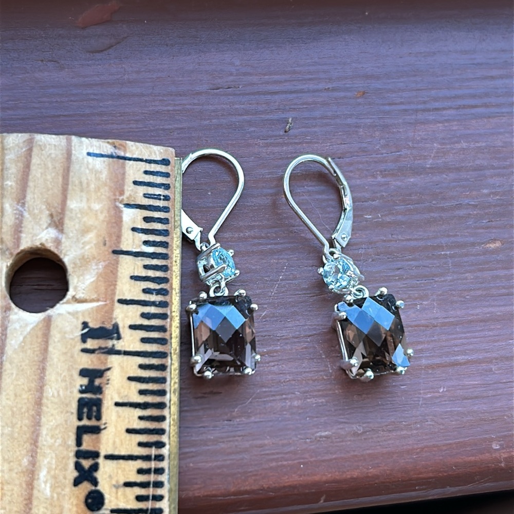 Ross Simon Smokey Quartz Aquamarine earrings - Picture 7 of 8